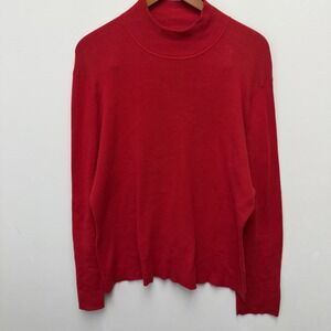 Vintage Pierre Cardin Red Mock Neck Sweater Minimalist Knit‎ Size XL